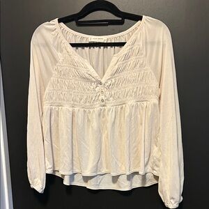 Lucky Brand Cream Blouse with Button Detail